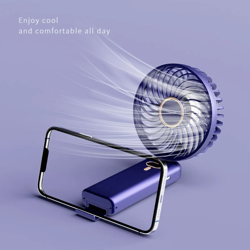 Ventola raffreddamento portatile M2EE Mini ventola da scrivania a 5 velocità per viaggi in campeggio all'aperto in camera da