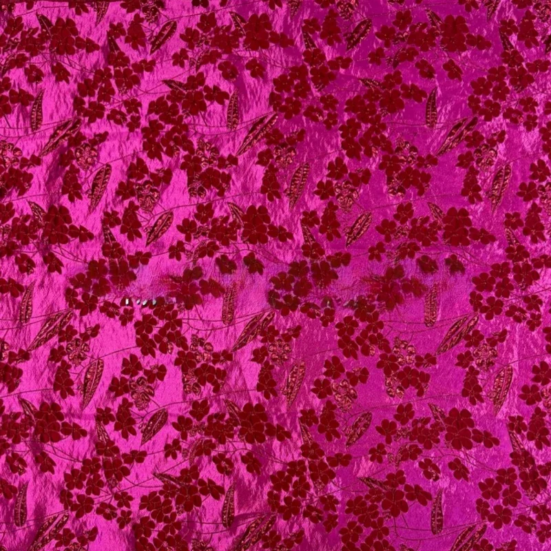 Elegant Rose Gold Floral Jacquard Brocade  3D Embossed Woven Textured Fabric for Chinese Style Dress