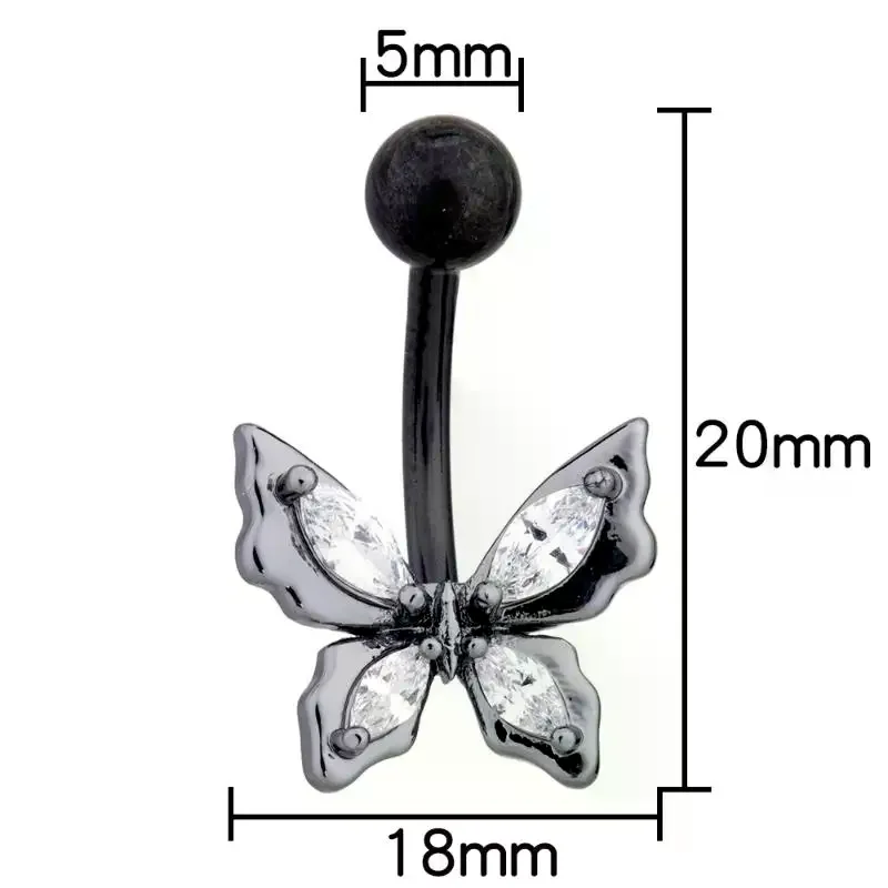 Stainless Steel Butterfly Belly Button: Navel Piercing For Women Girls Sexy Body Jewelry