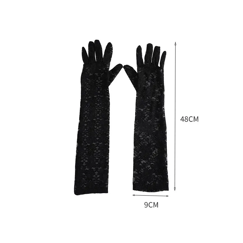 Summer Elegant Women Long Driving Gloves White Black sunscreen Gloves sexy Anti-UV Elasticity Lace Mesh Gloves Arm Warmer