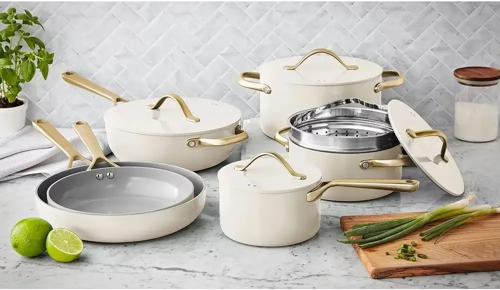 Member's Mark MEMBER'S 11-Piece Modern Ceramic Cookware Set In Cream 2x3x6