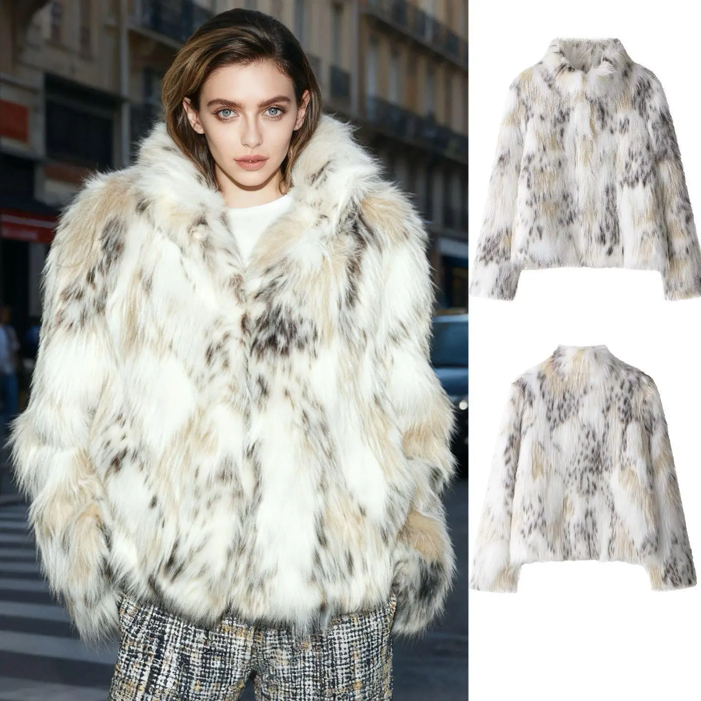 Trendiger, vielseitiger, warmer Kunstpelzmantel für Damen, grenzüberschreitender Sle, lectual Faion ort Oberbekleidung aus PU-Material