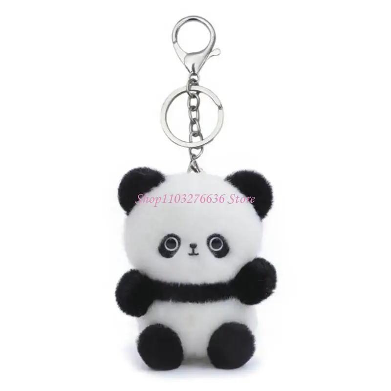 

R6FD Panda Keychain Plush Keychain Stuffed Keychain Bag Pendant Panda Keyring