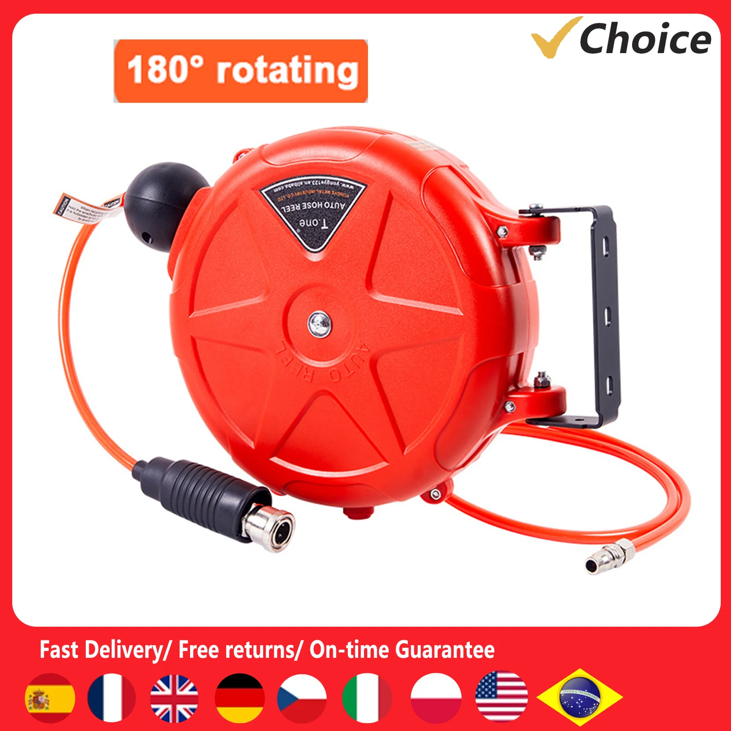 8mm Automatic Retractable Hose Reel Car Wash Garden Irrigation Water Tube Holder Wall Mount High Pressure Waterpipes Roller Drum