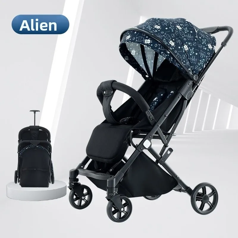 

Lightweight Baby Stroller Foldable Children's Pram Infant Sit & Lie Down Four-Wheel Rubber Shock-Absorbing Baby Buggy