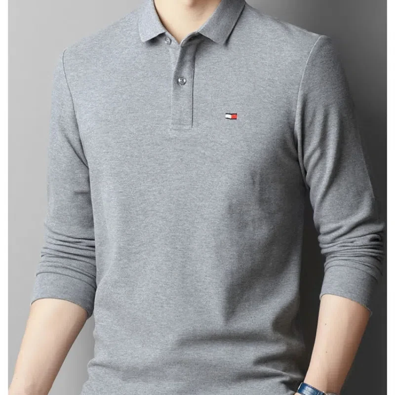 

Мужская одежда, весенне-осенний пуловер с отложным воротником на пуговицах и длинными рукавами, модные повседневные корейские топы для бойфренда