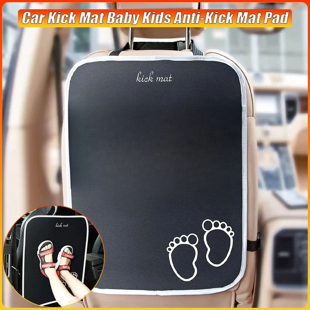 

2PCS Kids Car Kick Mat - Waterproof Anti-Slip Seat Protector for Baby, Universal Back Seat Cover for Sedan/SUV, Black