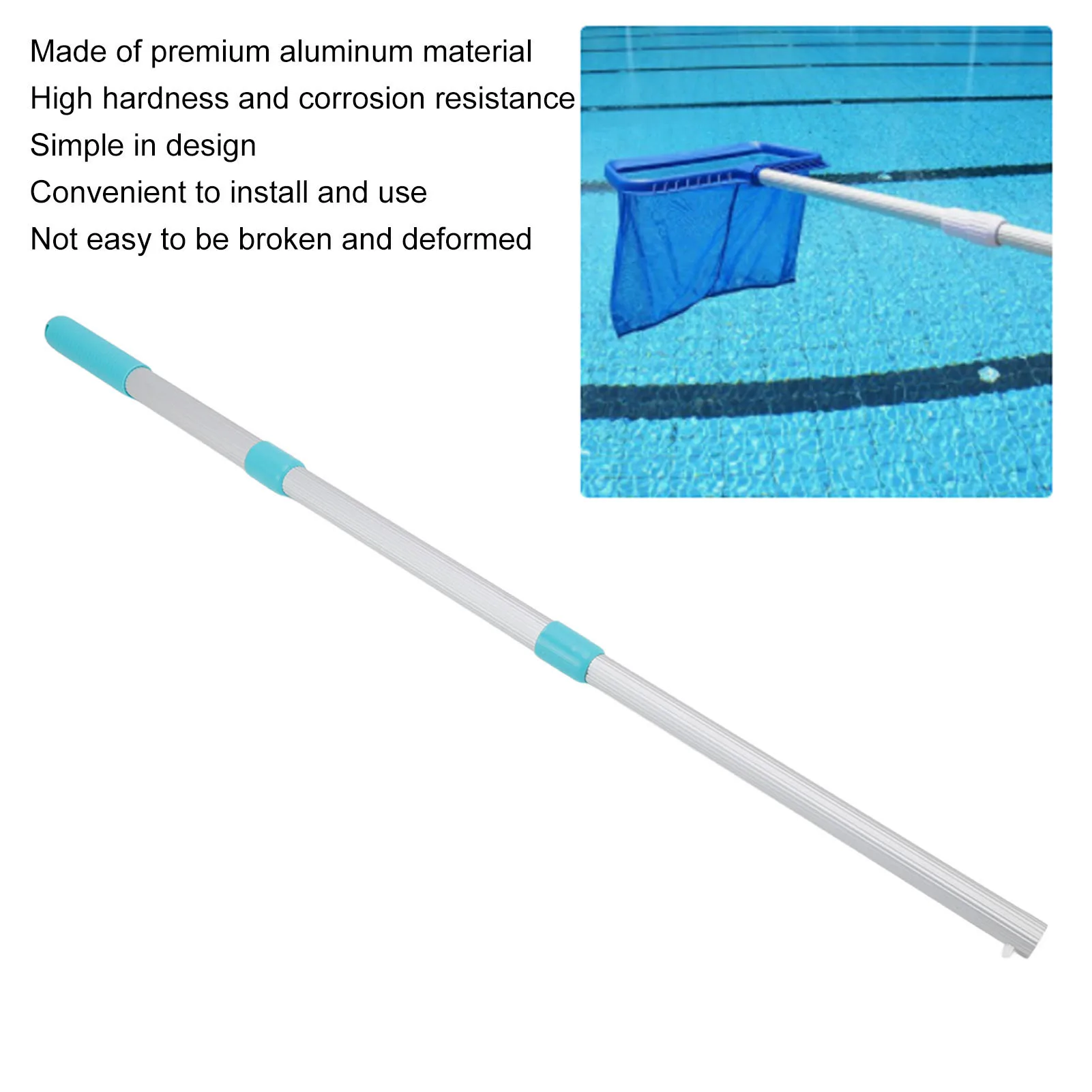 Swimming Pool Telescopic Pole 3 Sections Aluminum ABS Pool Cleaning Net Handle For Cleaning Accessory