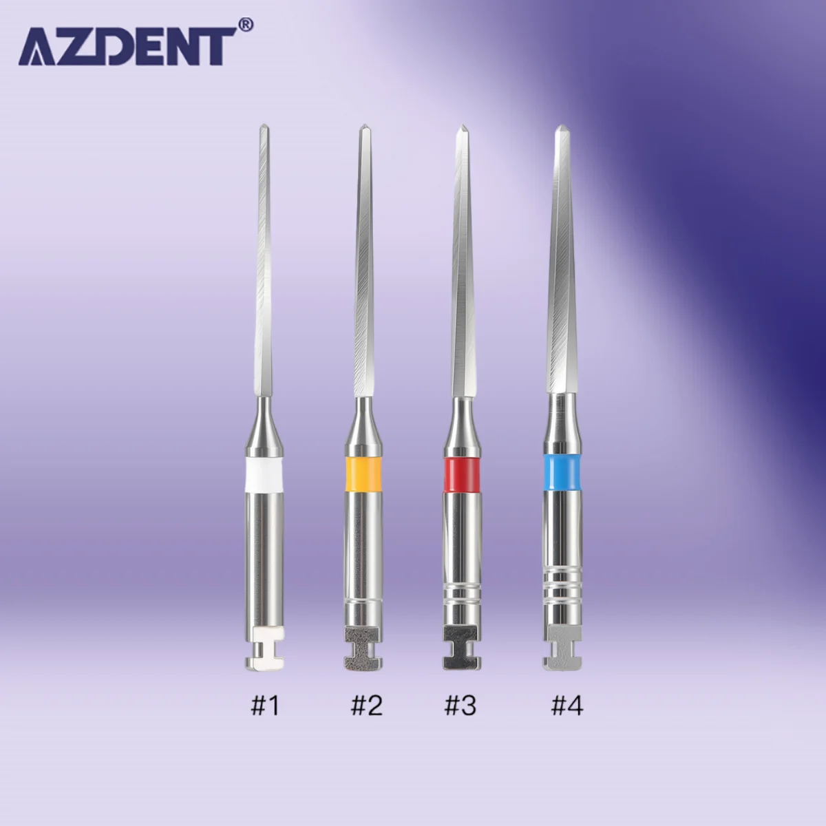 

4 Pcs/Box AZDENT Dental Fiber Post Drills Stainless Steel Endodontic Reamer Root Canal Reamer 32MM1-4# Dental Instrument