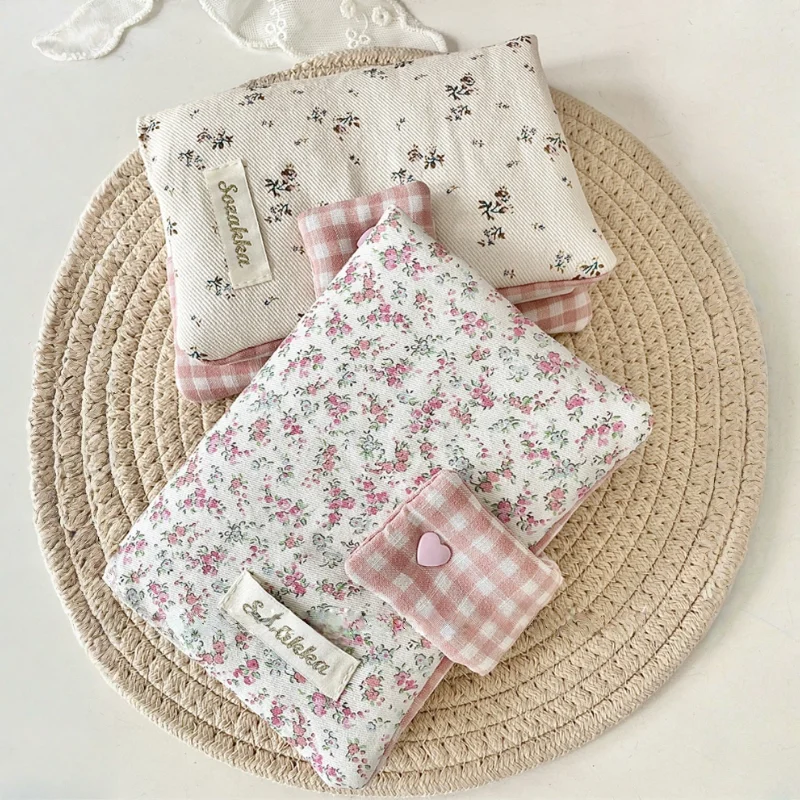 A6 Handmade Floral Print  Clover Book Jacket Original Book Cover Portable Ledger, Notepad, Diary Protective Case