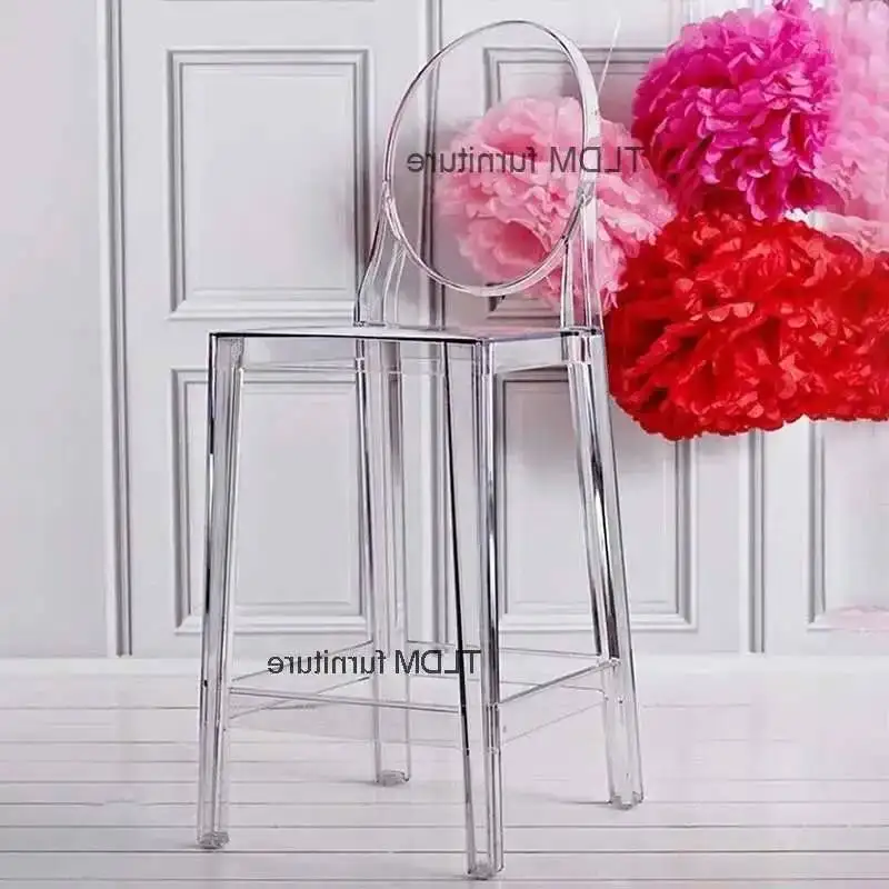Chair Chairs High Outdoor Bar Bar Acrylic Nordic Ghost Stools Transparent Simple Creative Backrest Front Desk High Chair New view 2