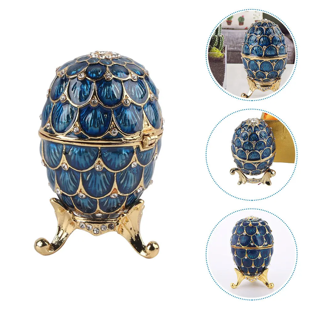 

Винтажная шкатулка для украшений в форме пасхального яйца, из сплава, маленькая шкатулка для мелочей, держатель для украшений в форме яйца, футляр для колец, для ожерелий, серег, декор для рабочего стола