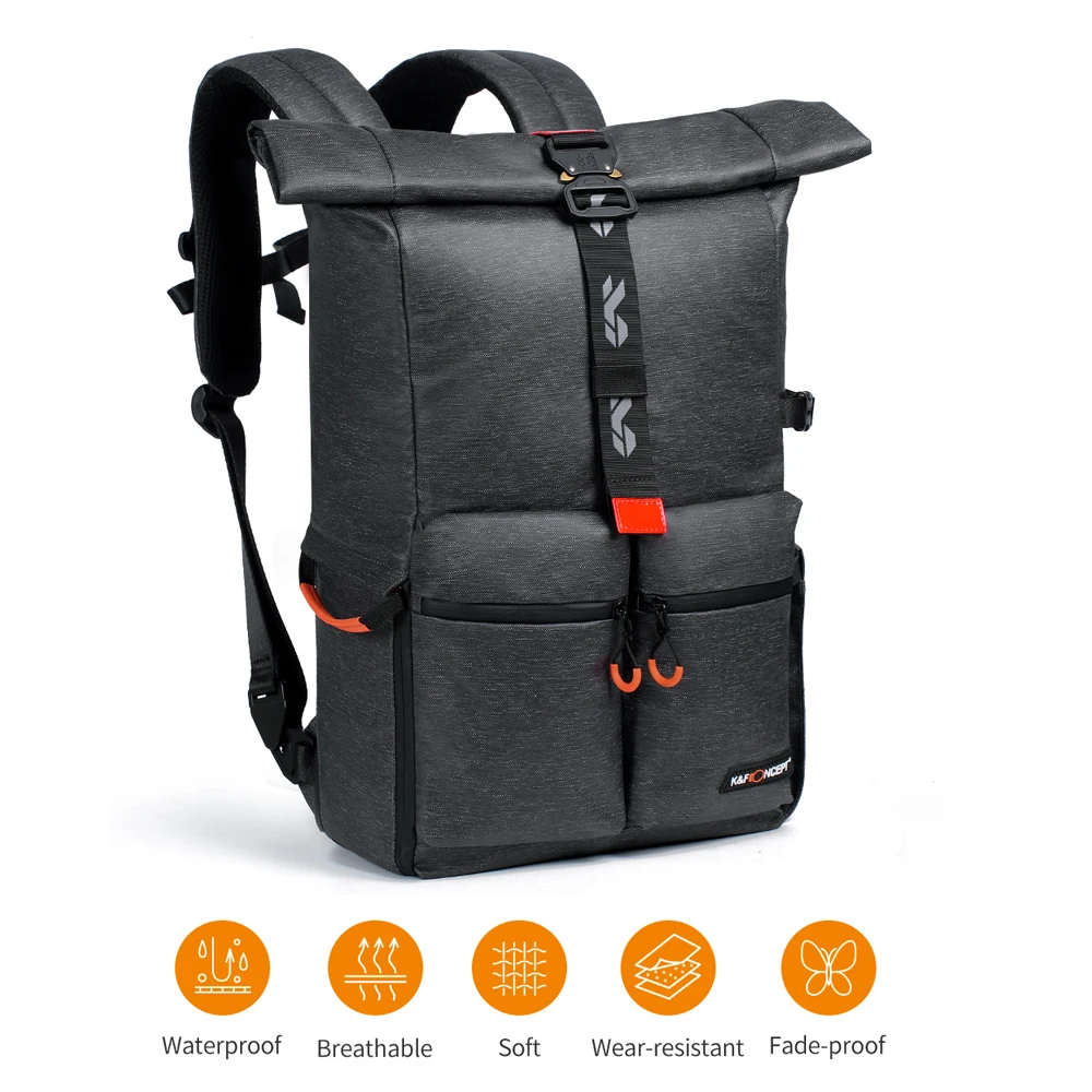 

K&F Concept Camera Backpack Waterproof Photography Bag for DSLR Camera Lens 15.6" Laptop bag with Rain Cover tripod hold