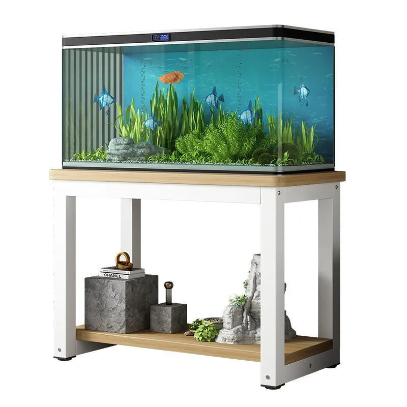 fish-tank-stand-base-cabinet-double-layer-art-bracket-thickened-ordinary-glass-open-ended-design-aquarium-aquarium-accessories