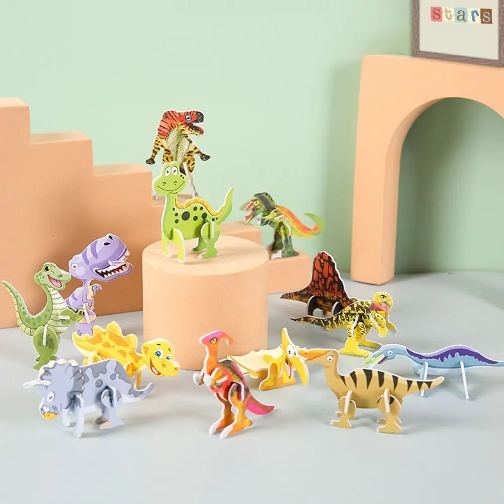 

10Pcs Small Random Style Dinosaur Jigsaw Birthday Party Gift Early Education 3D Puzzle Hard Paper Cute Kids Toys