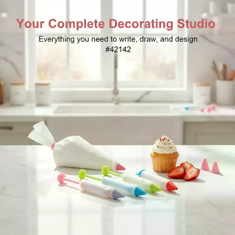 4-Head Piping Tip Set Silicone Chocolate Butter Piping Pen Piping Bags Piping Bottles Writing And Baking Tools