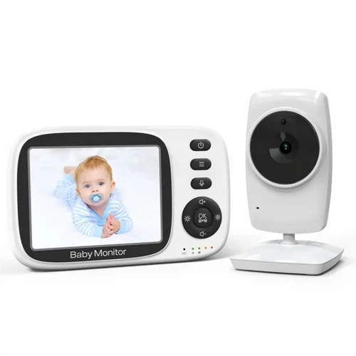 BabyStar-Monitor de vídeo inalámbrico para bebé, 3,2 pulgadas, con canciones de cuna, visión nocturna automática, intercomunicador bidireccional, monitoreo de temperatura, niñera