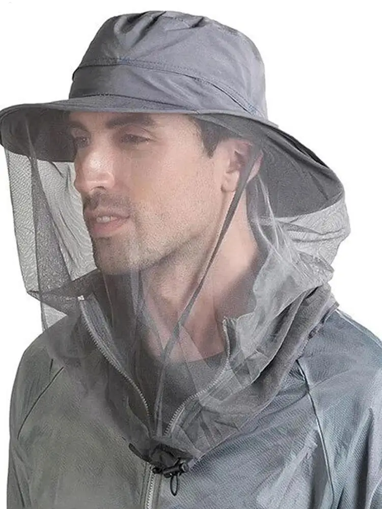 

Fly Hat Sun Protection Hat with Fly Head Net Sun Protection Breathable Neck Cover with Drawstring Fishing Accessories for Men