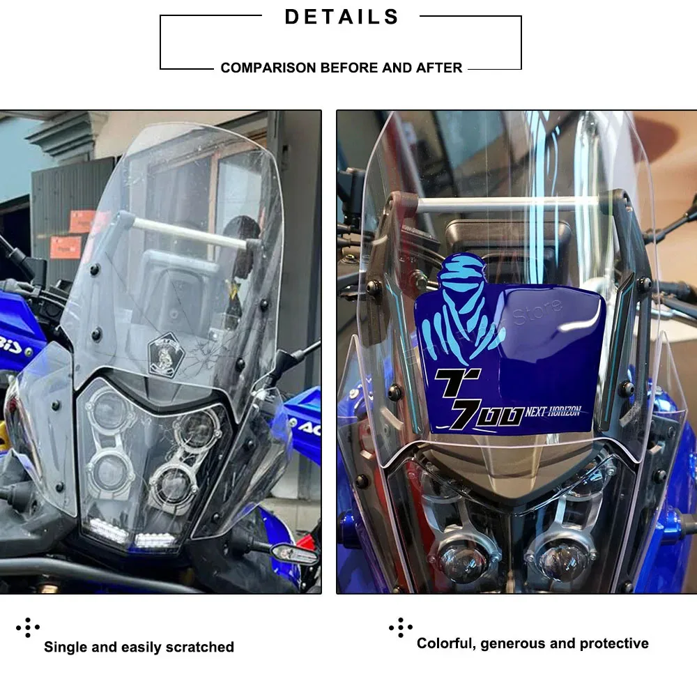 For Yamaha Tenere 700 Tenere 700 2023 3D Motorcycle Gel Sticker Windshield Fairing Protector Waterproof Anti-Scratch