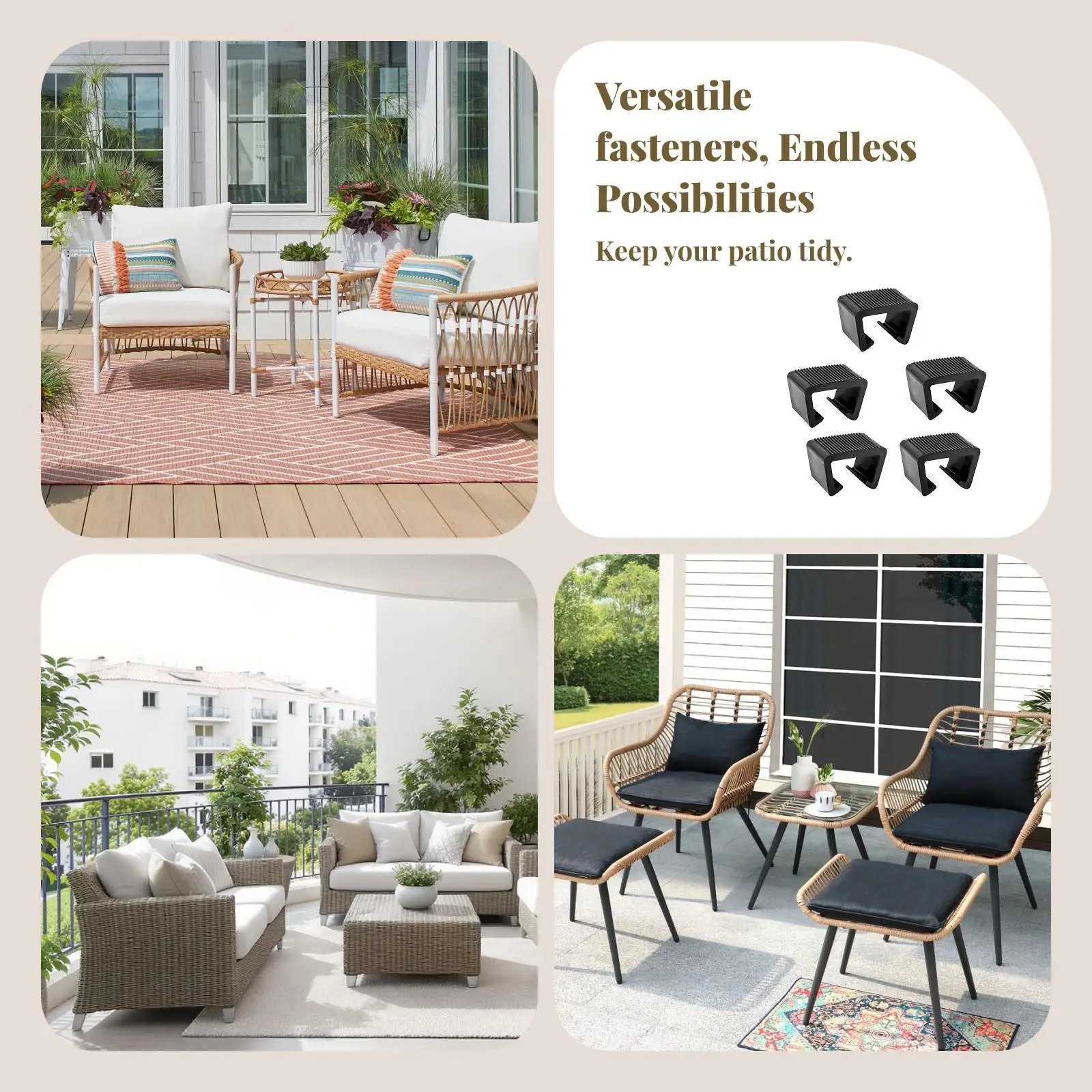 Rattan Chair Furniture Clips Durable PP Sofa Connector Fastener for Modular Outdoor Patio Couch