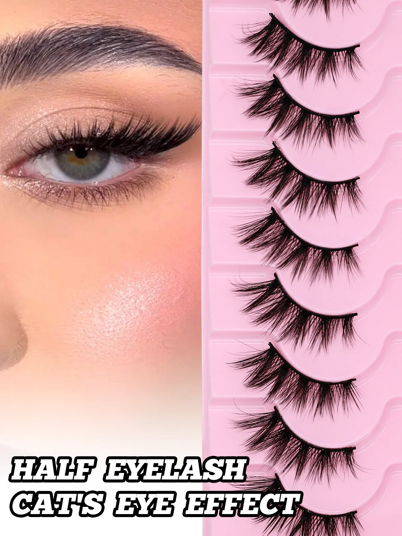 10 Pairs Cat Eye Eyelashes Crossed Half Eye Lash 9-15mm False Eyelashes Fluffy Lashes Winged End Eye Elongated Lashes Foxy Lash