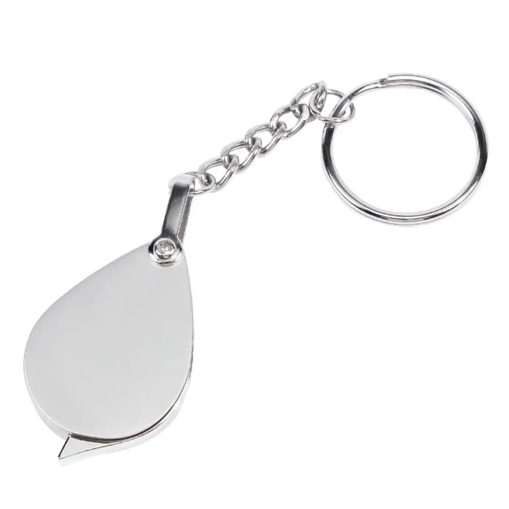 With Chain 10X Folding Key Ring Magnifier Zinc Alloy Monocle Pocket Magnifier Reading Science Tool Handle Magnifying Glasses