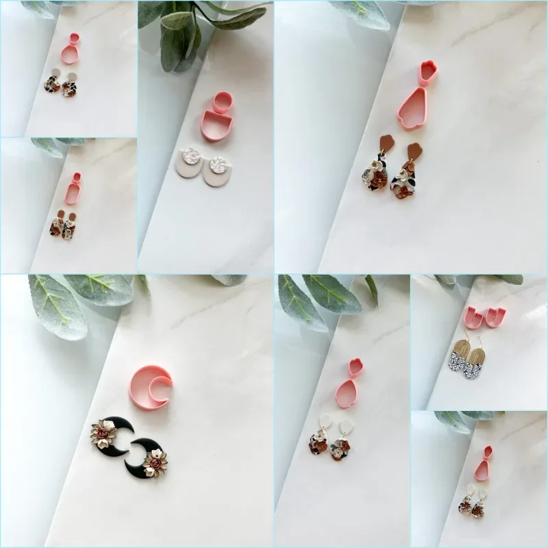 DIY INS Earring Clay Mold Flower Serise Soft Pottery Earring Polymer Clay Cutter French Style Earring Jewelry Pendant Clay Tools