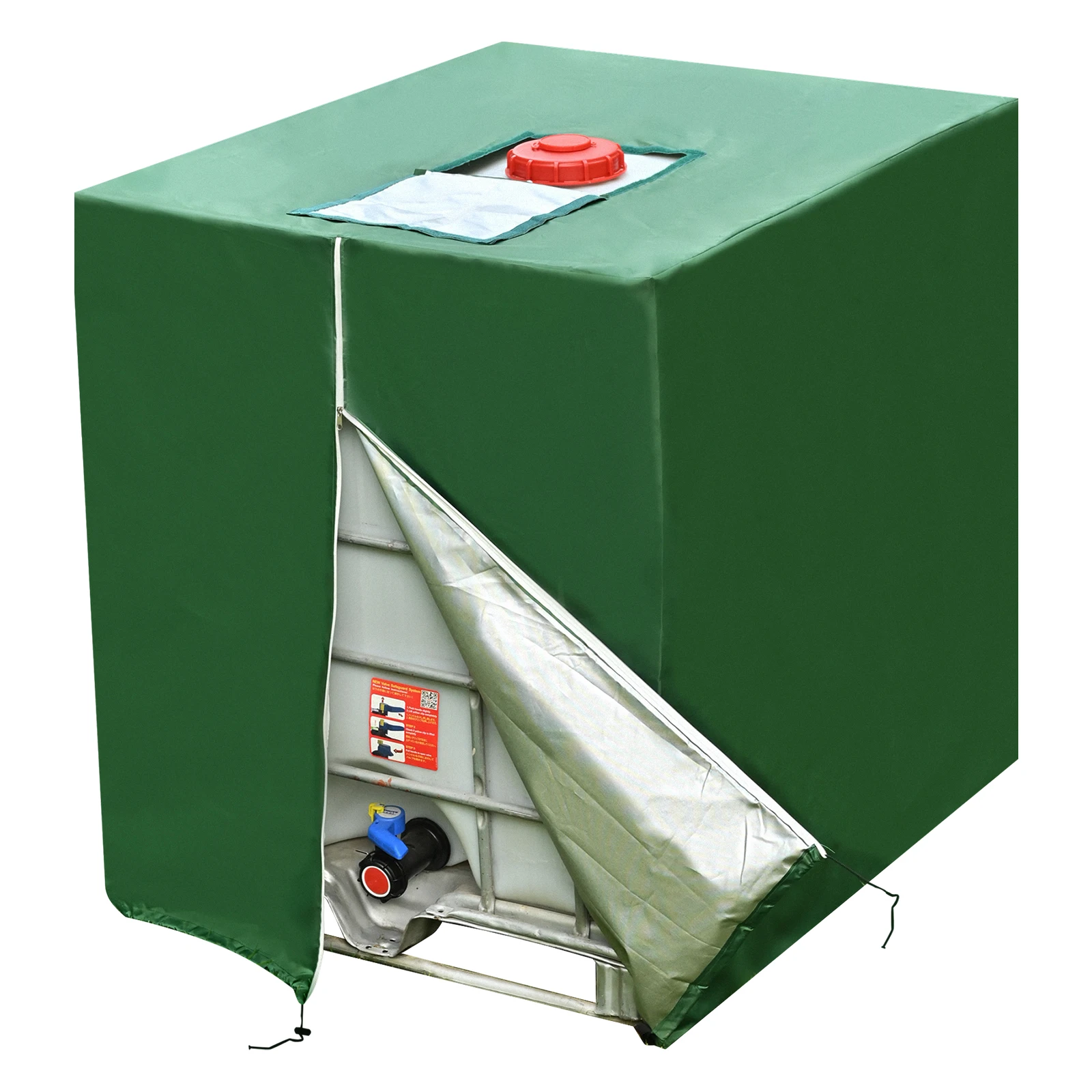 Water Tank Fits 1000L 210D Case Green Zipper IBC Tote Case 275 Gallon Outdoor Rain Barrel