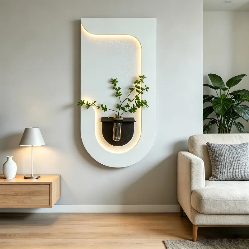 Living room sandstone wall decoration, large white decorative paintings, sofa background wall hanging paintings
