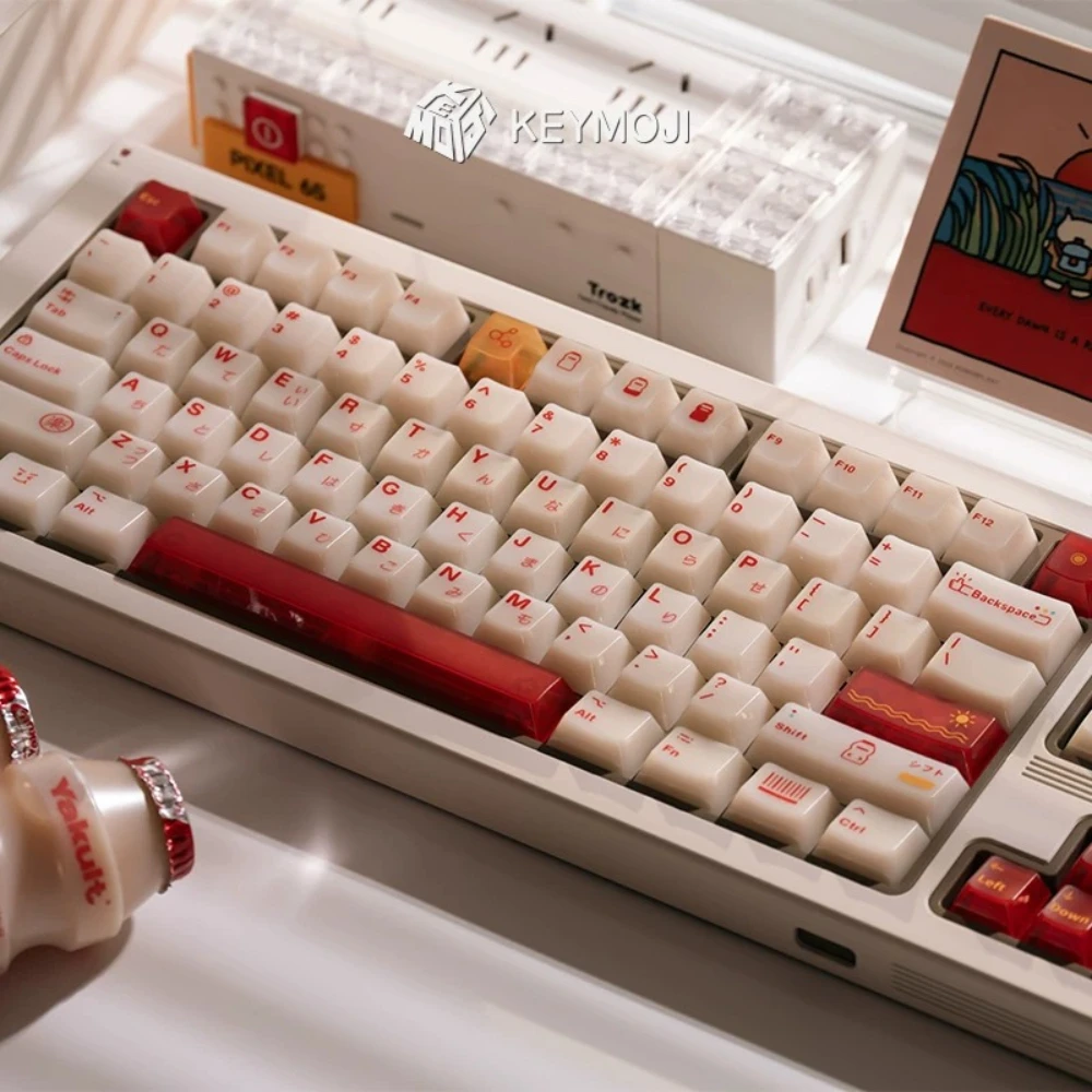 Yakult Theme Keycaps Milk White Red Rice Color Keycap JapaneseTheme Keycaps  Girl Style for Mechanical Keyboard KeycapOffice Use