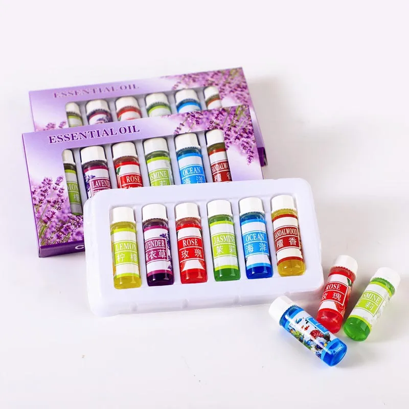6pcs/set Aromatic Fresh Humidifier Aromatherapy Machine Natural Aroma Essential Oil Six Flavors 5ml Rose Orange Ocean