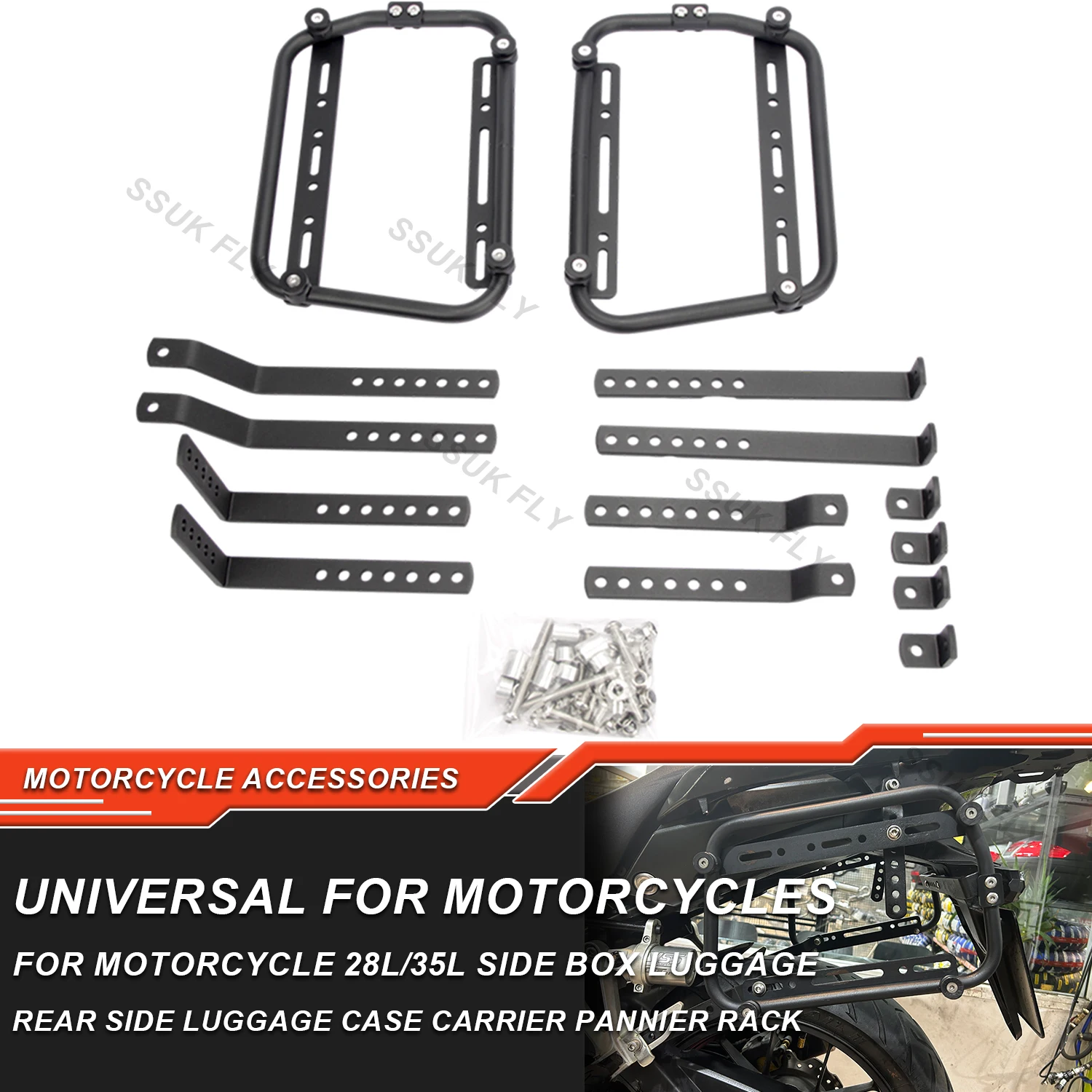 

Universal Motorcycle Side Box Bracket Rear Side Luggage Case Carrier Pannier Rack Frame Kits For Yamaha Kawasaki Suzuki Honda