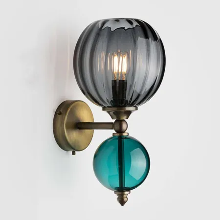 

American bronze wall lamp stained glass modern simple living room back wall lamp Nordic mirror front lamp bedroom bedside