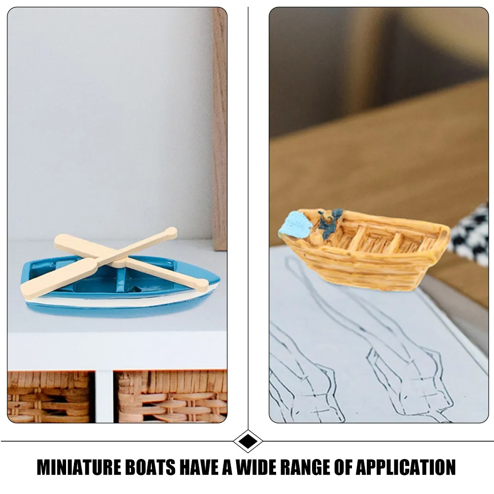 1Set Adorable Mini Beach Boats Resin Landscape Decorations for Dollhouse Sand Table Desktop Garden Beach Theme Ornaments view 4