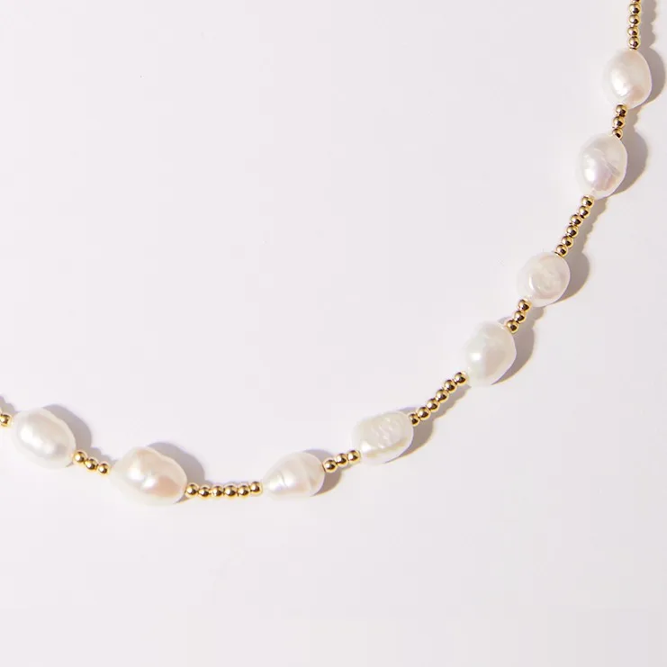 KKBEAD 2023 New In Natural Freshwater Pearl Necklaces Gold Plated Beaded Necklace Choker for Women Jewelry Gift for Friends Gift