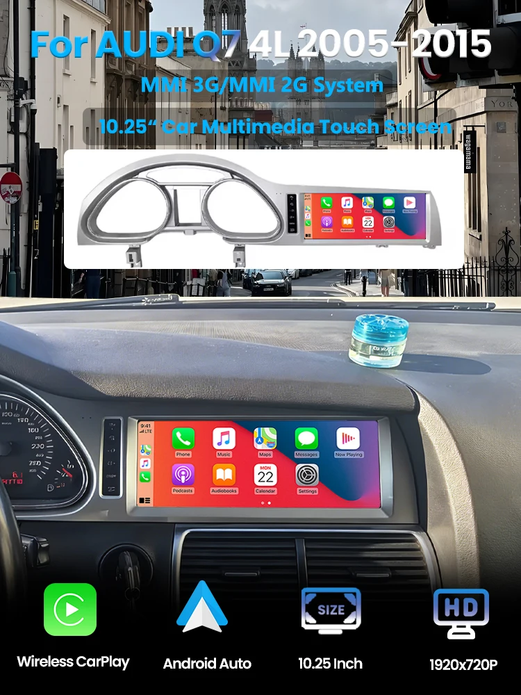 BONROAD 10.25 "Autoradiospeler Draadloze CarPlay Android Auto Multimedia Touchscreen Voor Audi Q7 4L 2005-2015 GPS Bluetooth 5.0 - afbeelding 2