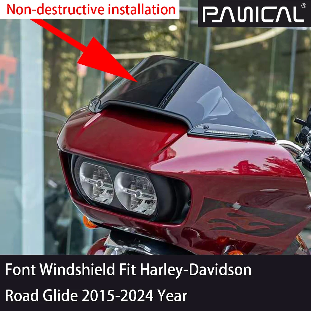 For Harley-Davidson Road Glide Double Lights Gliding Motorcycle Short Style Windshield Windscreen Deflector 2015-2024 Panical