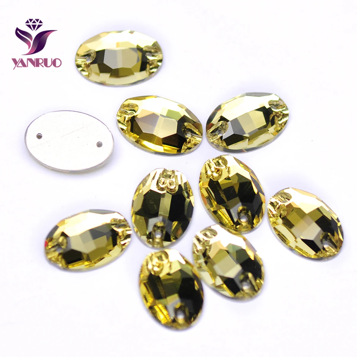 

YANRUO 3210 Oval Light Topaz Sew on Stones Crystal Flatback Rhinestone Stone Beads Yellow Garment Paste For Clothes