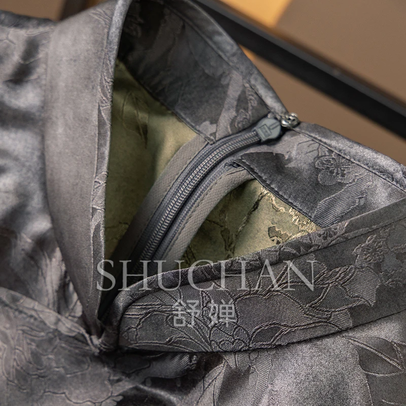 Novo estilo chinês incluindo seda cheongsam colarinho jacquard colete vestido feminino 51b0 vestidos de festa vestidos de casamento para mulher