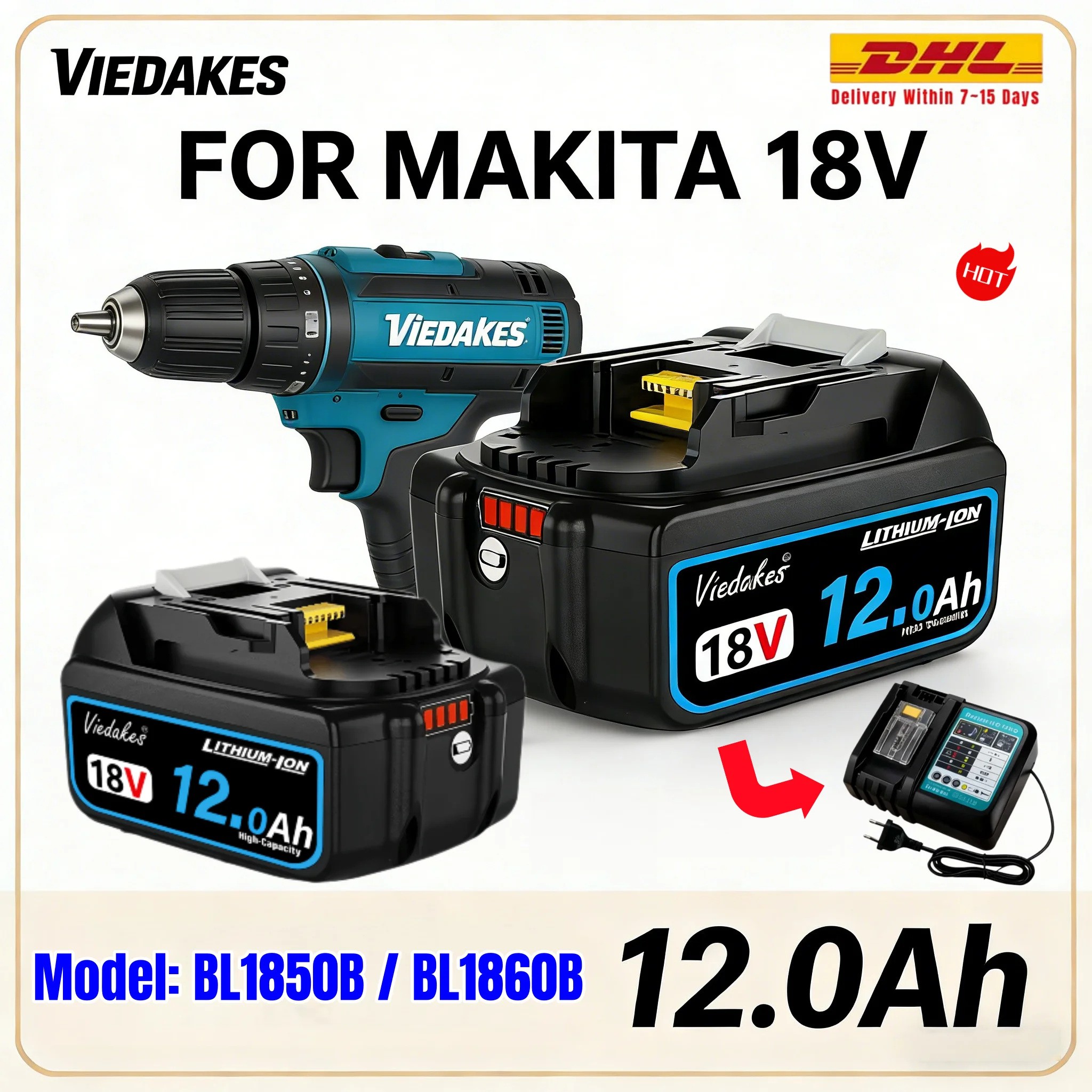 

VIEDAKES 18v battery For Makita 18V battery BL1830 BL1840,Built-in BMS,Suitable for Cordless Power Tool
