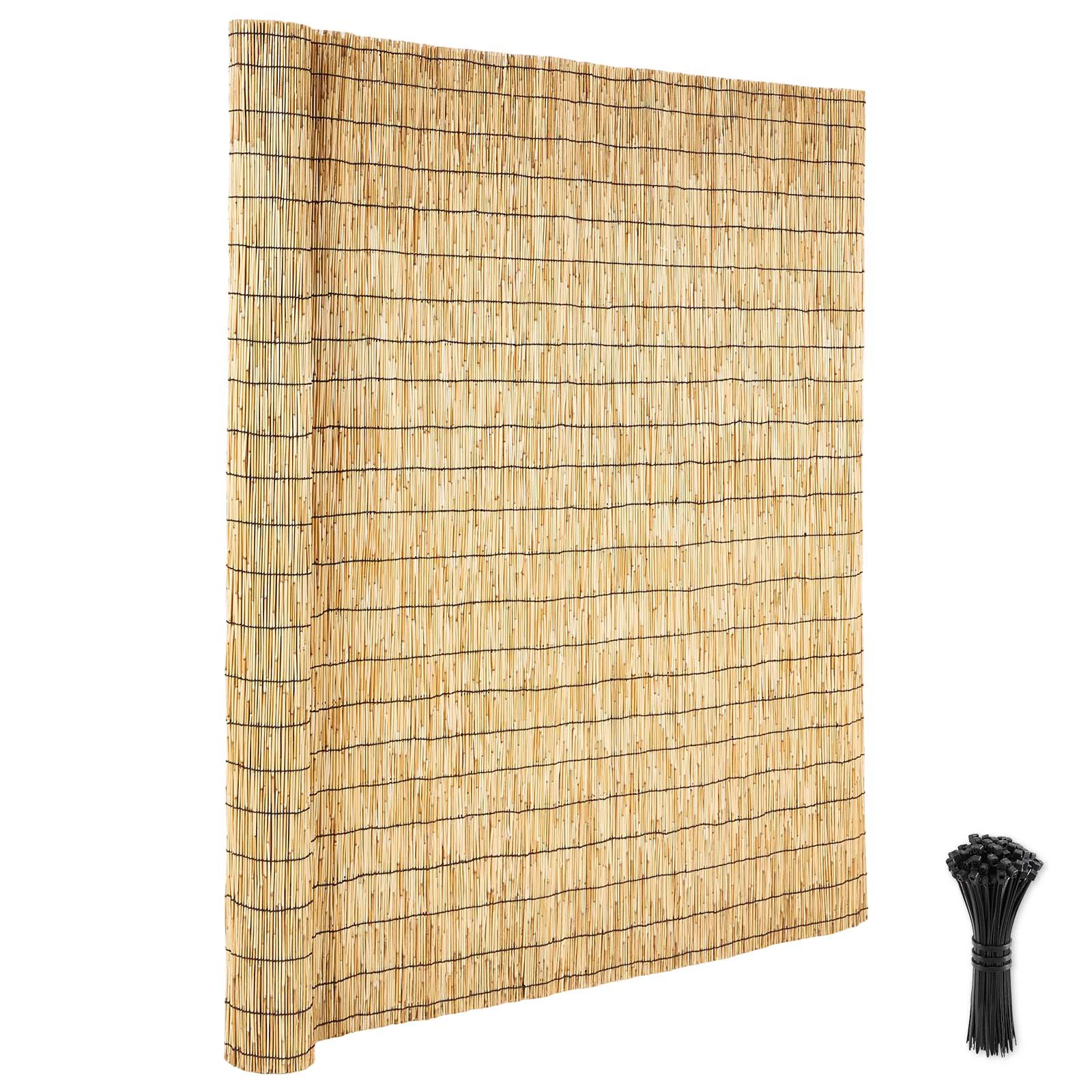 SucceBuy Natural Reed Fencing Decorative Fence Divider Privacy Screen Panel Curtain for Balcony Patio Garden Backyard Outdoor