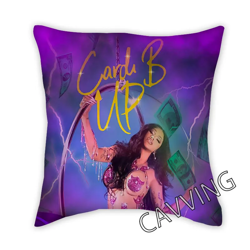 Cardi B-3D Impresso Poliéster Fronhas Decorativas, Lance Pillow Cover, Quadrado Zipper Cases, Presentes Fãs, Home Decor, Z01