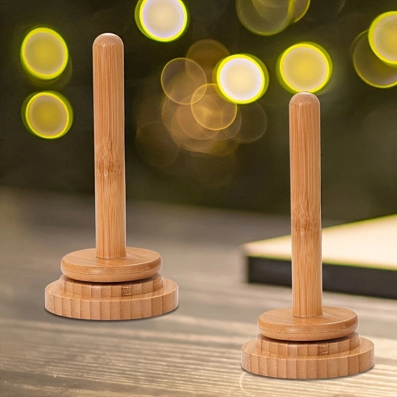 Bambus- und Holz-Garnständer, Garnspulenhalter, Aufbewahrungsständer für geflochtene Garnspulen, Tisch-Drehständer, Holz-Garnwickler – Detail 3