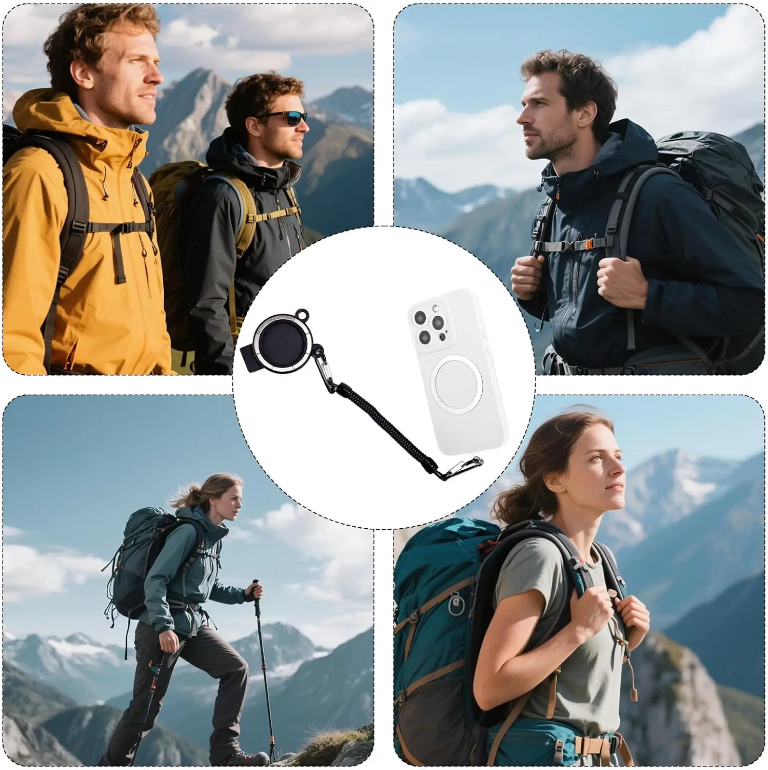 Uchwyt na pasek magnetyczny uchwyt na telefon komórkowy z klipsem do plecaka z metalowym haczykiem na sprężyny do iPhone akcesoria Magsafe