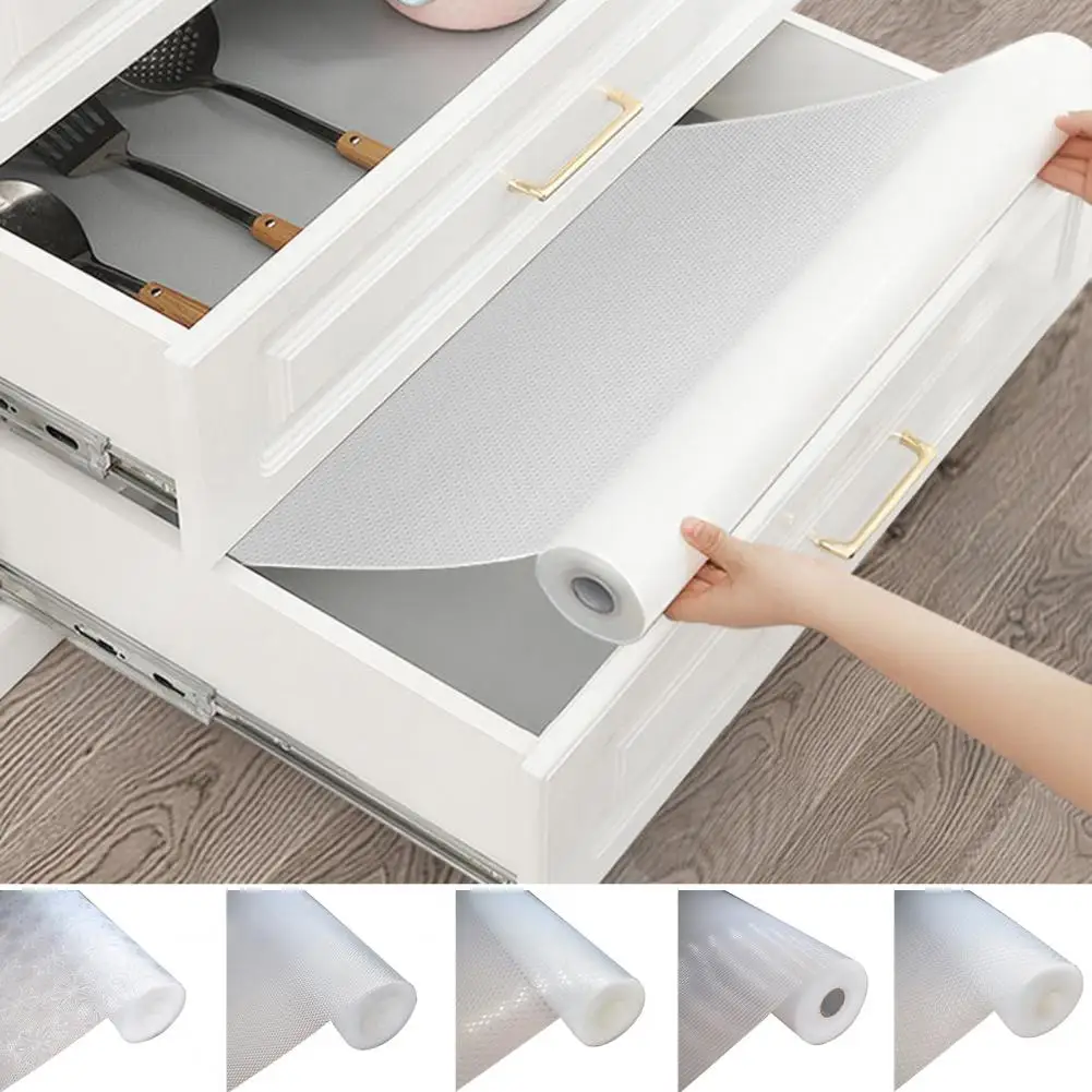 300*30cm Kitchen Cabinet Non-Adhesive Shelf Liner Water-Resistant Oil-Proof Washable Food-Grade EVA Drawer Liner Kitchen Supply