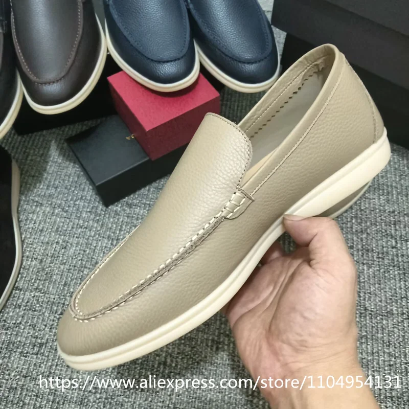 unisex highquality all Genuine leather walking men's shoe loafers cowhide Casual comfortable women's shoes large size 35-51