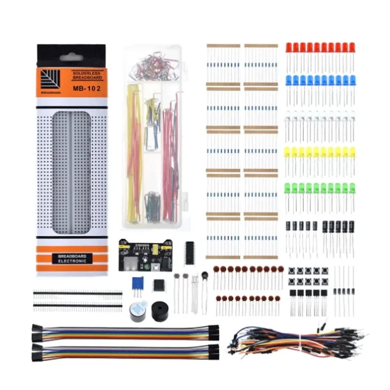 Electronics Component Basic Starter For Arduino Kit With 830 Tie-points Breadboard Cable Resistor Capacitor LED Potentiometer