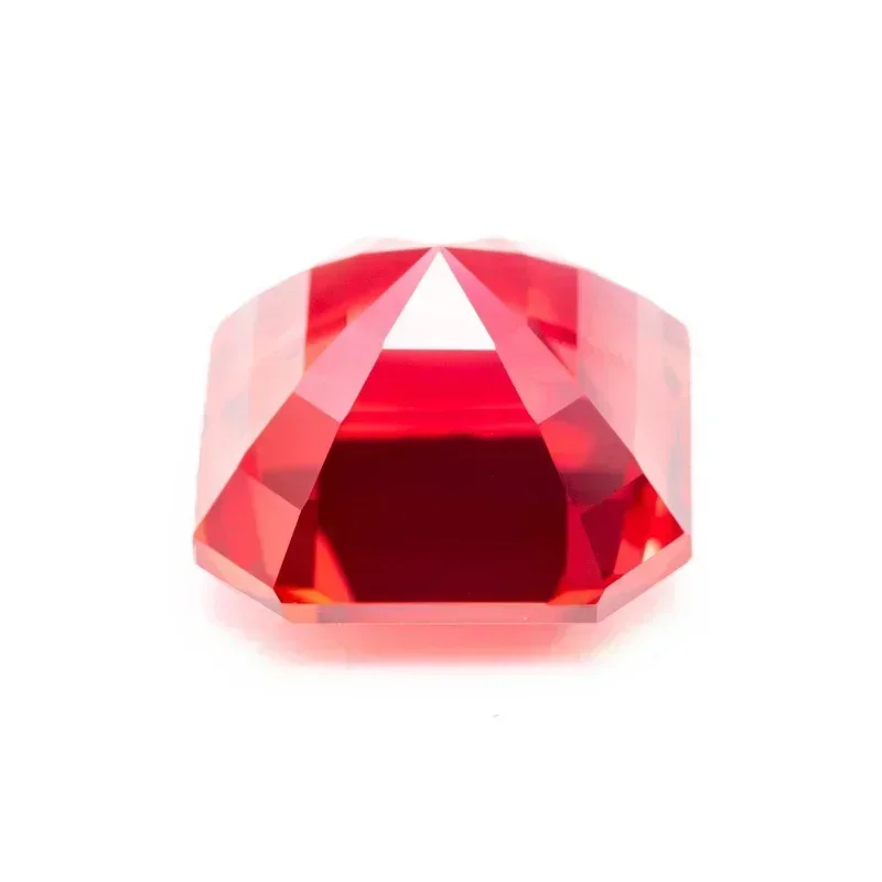Ciondoli a forma di asscher di colore rosso tramonto con zaffiro coltivato in laboratorio per la creazione di gioielli Gioielli coordinati fai-da-te con certificazione
