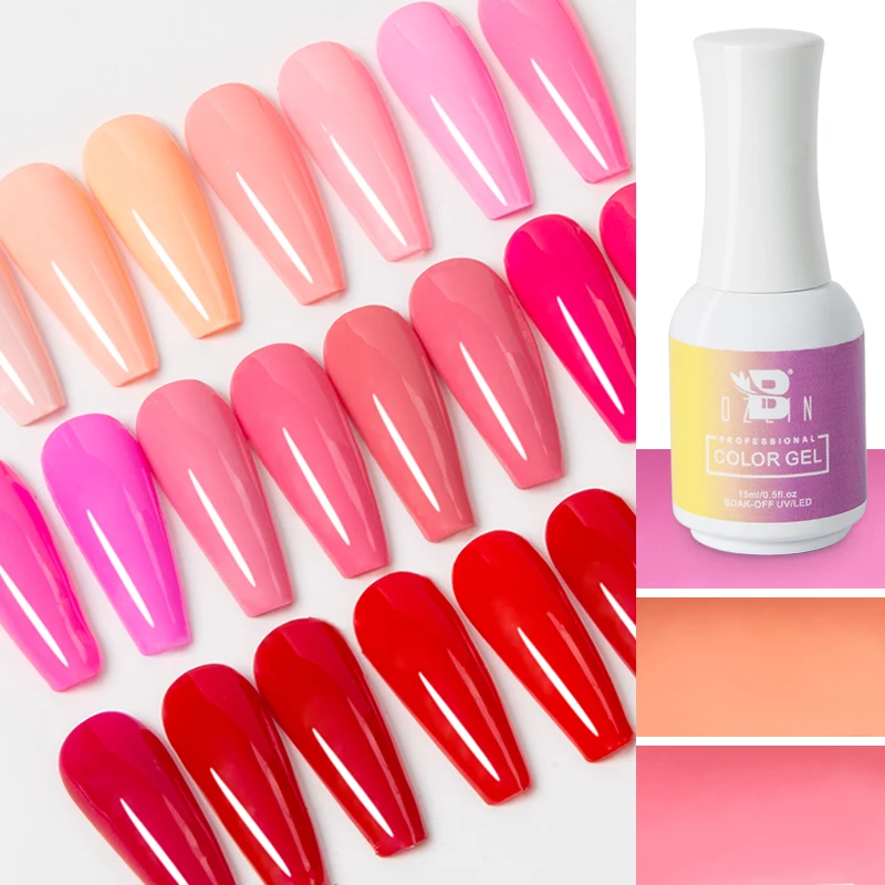 BOZLIN 15ml Gel Nail Polish Sparkle Red Gel Polish Soak Off UV LED Gel Varnish 122 Colors Nail Art Manicure Gifts for Women
