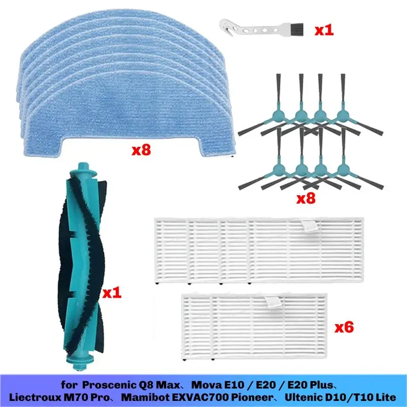 B90B 24PCS Replacement Parts Kit for Proscenic Q8 Max Mova E10 E20 for Liectroux M70 Pro Mamibot EXVAC700 Ultenic D10 T10 Lite